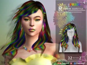 Rainbow Hairstyle Sims 4 Haircuts   Rainbow Hairstyle 300x225 